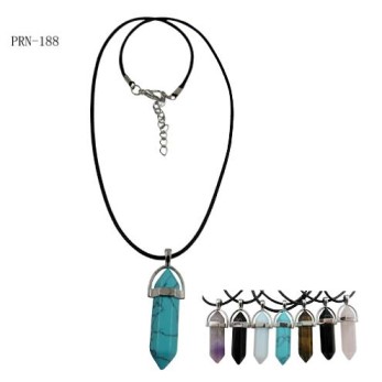 Gemstone PENDANT Point Crystal Black Cord Necklace