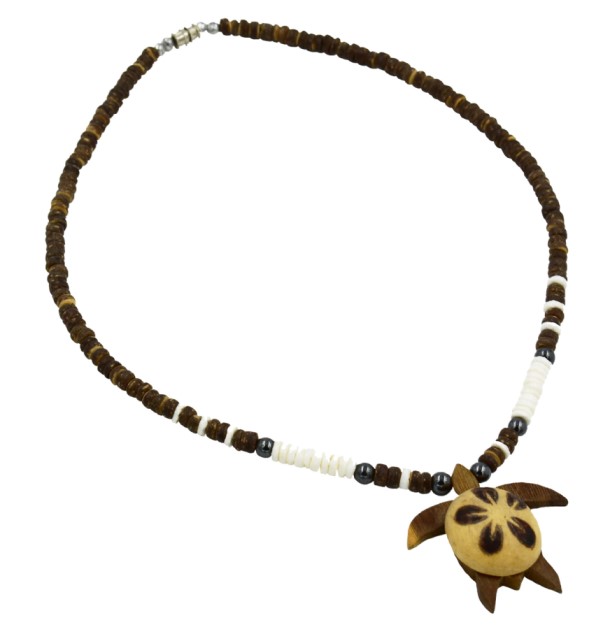 Turtle Pendant With Coconut Necklace