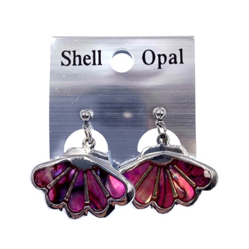Pink Paua Shell EARRINGS - Clam Shell