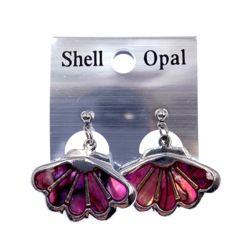 Pink Paua Shell Earrings - Clam Shell