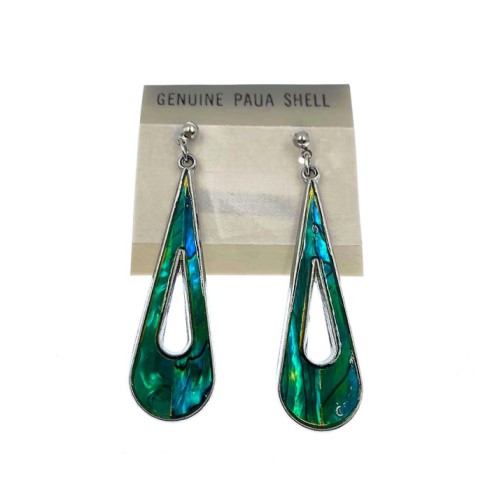 Green Teardrop DANGLE Paua Shell Earrings.