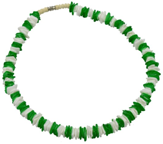 Green & White Rose Clam Shell NECKLACE