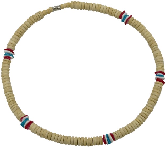 RED White And Blue Rose Clam With Beige Coconut Necklace