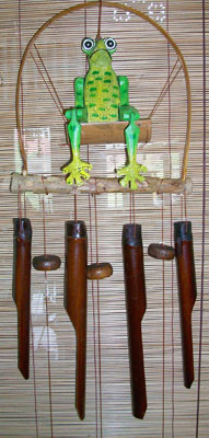 Wooden Frog WIND CHIME With Bamboo