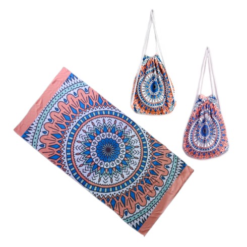 BEACH Towel Fold Able Drawstring BEACH BAG