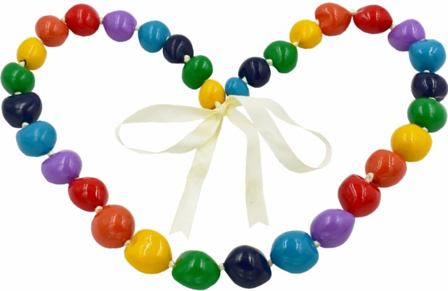 Solid Rainbow Kukui Nut Lei / NECKLACE