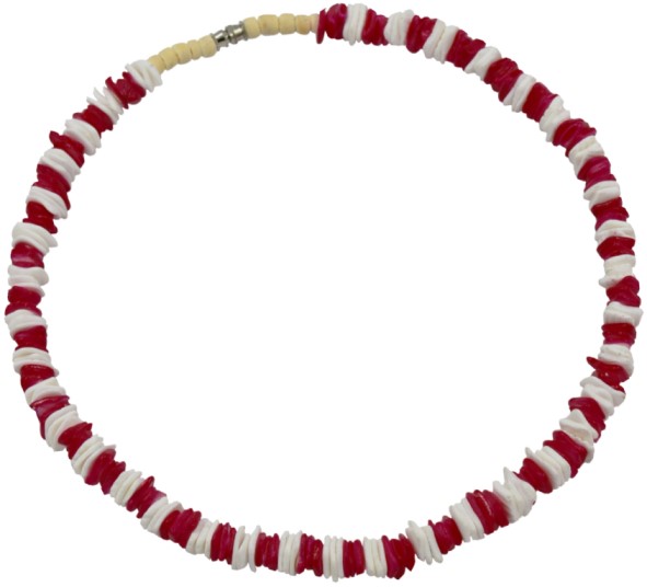 Red With White Rose Clam Shell NECKLACE