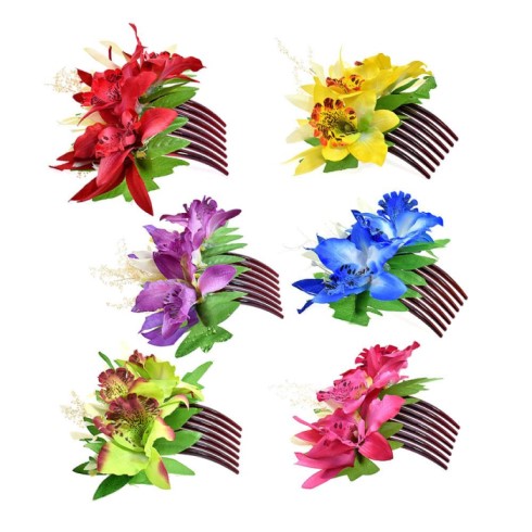 Spotted Orchid FLOWER Hair Combs