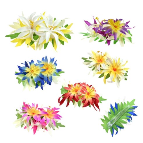 Tiare Flower With Leaves Hair Clips