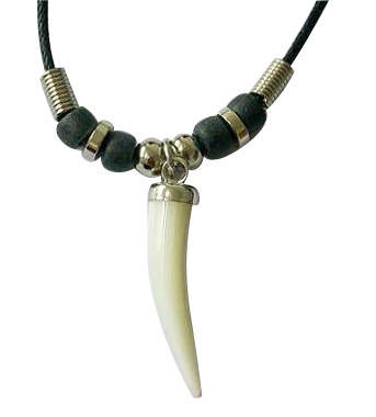M.O.P Horn  PENDANT Black Cord Necklace