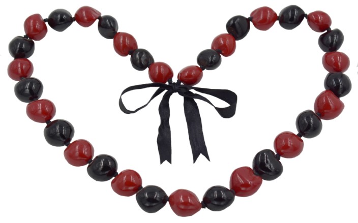 Red Black Solid Colors Kukui Nut Lei/NECKLACE