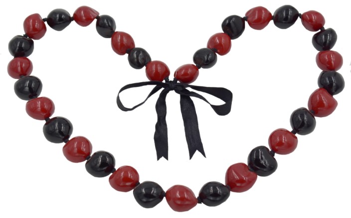 RED Black Solid Colors Kukui Nut Lei/Necklace