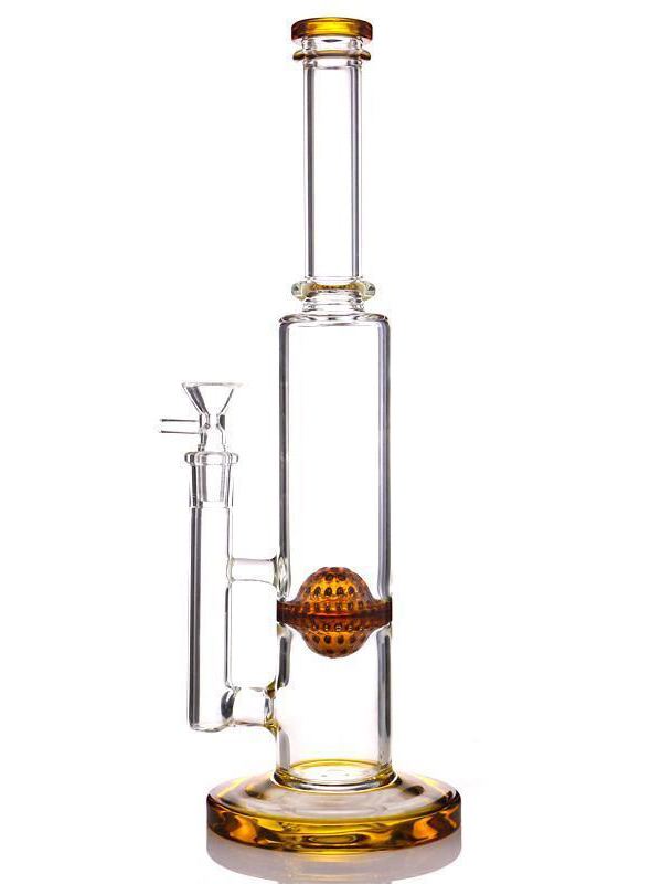 14'' Glass Straight Honeycomb ball Glass Water Bong PIPE