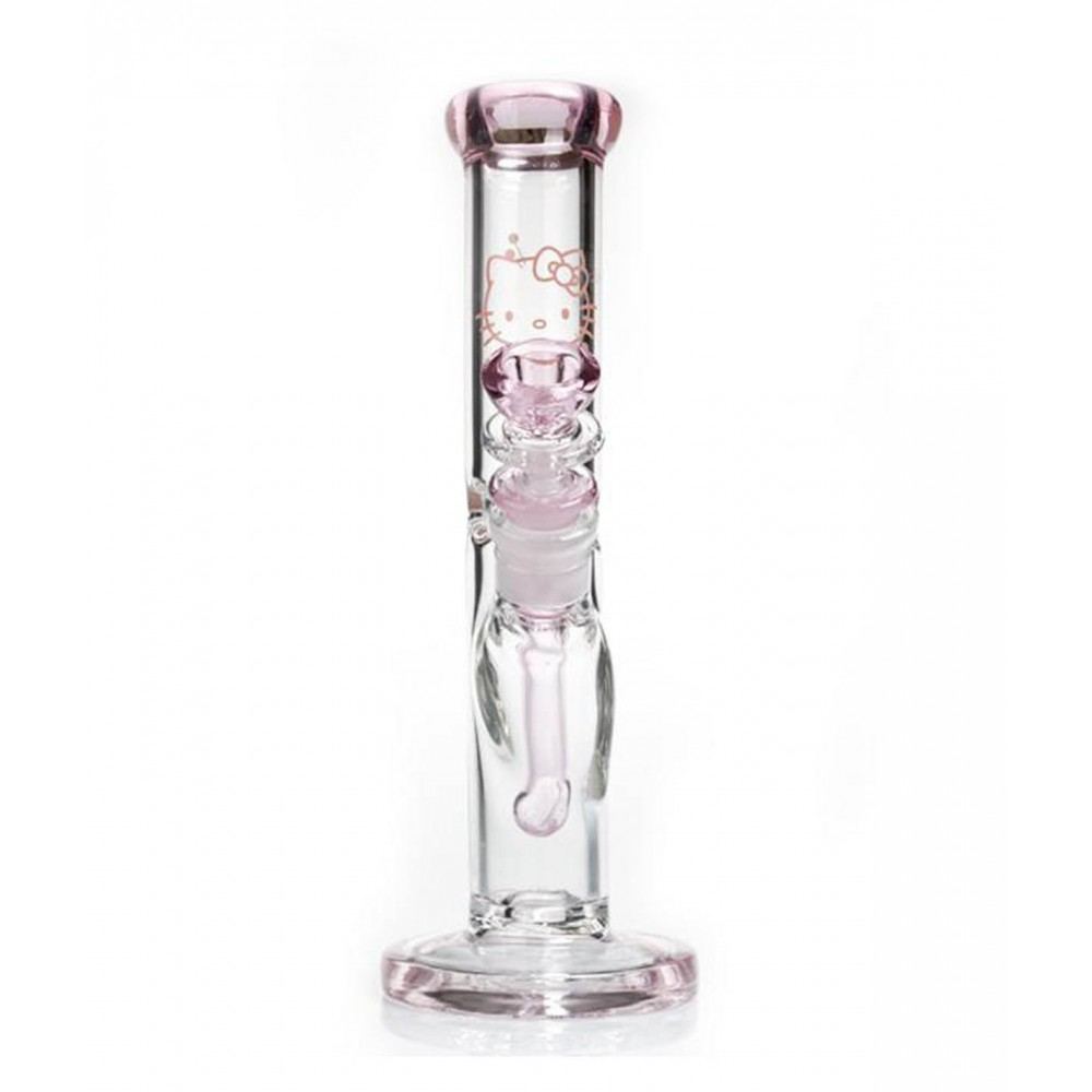 10'' Pink Cat Straight Glass Water PIPE