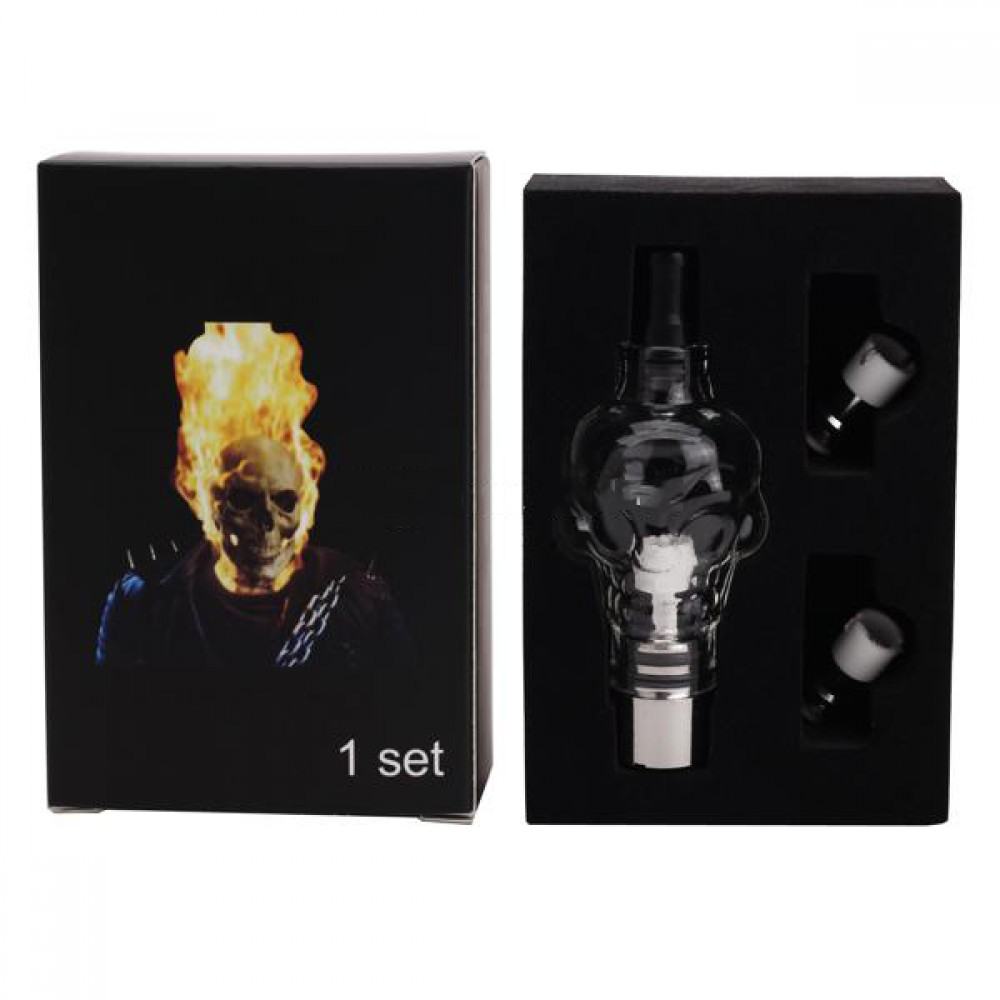 Glass SKULL Tank Ceramic Atomizer Vaporizer Wax Oil Dab eGo 510 C