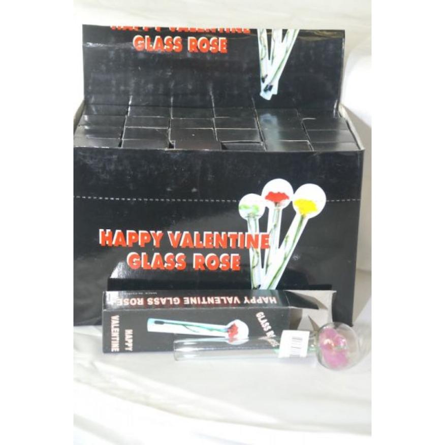 6'' GLASS I love YOu Rose Tube in retail packing, 24ct box