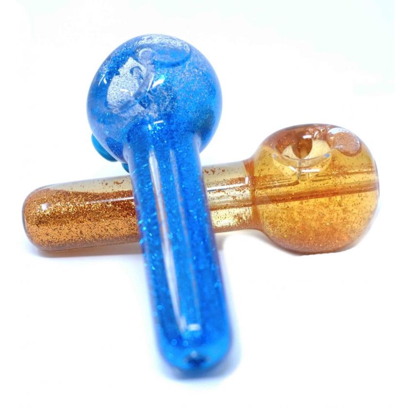 5'' Glitter Glass Smoking Pipe | Freezable Glass Hand Pipe