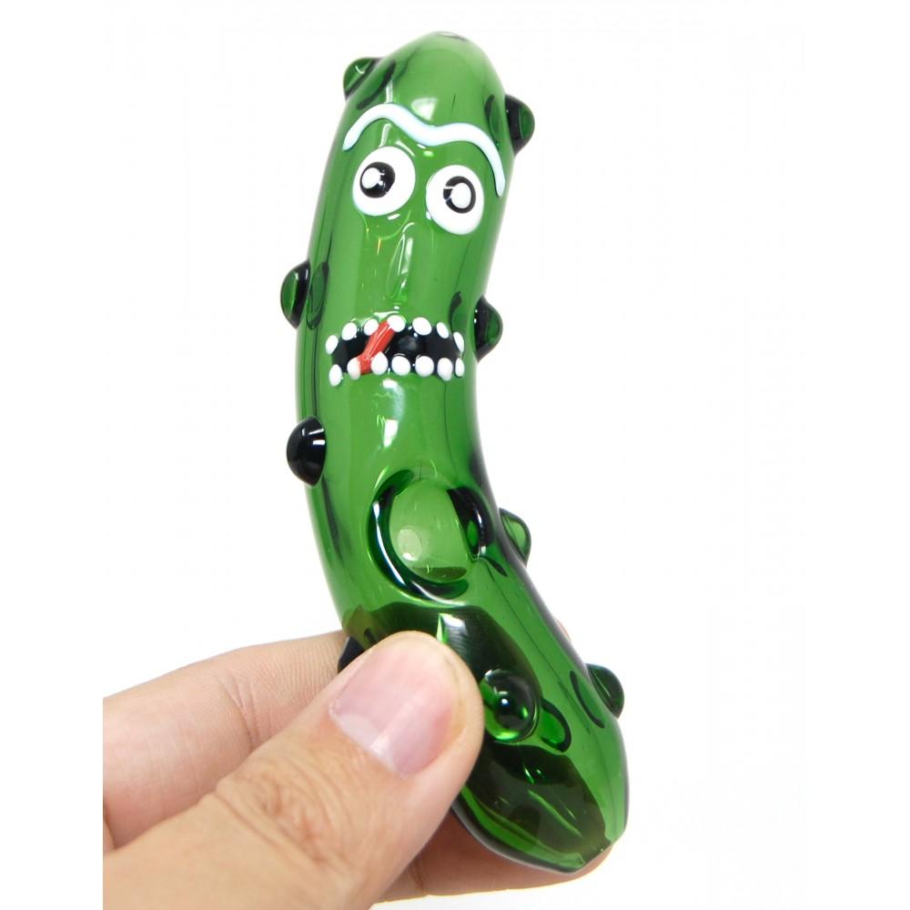 Pickle Rick Bent Handmade Art GLASS PIPE