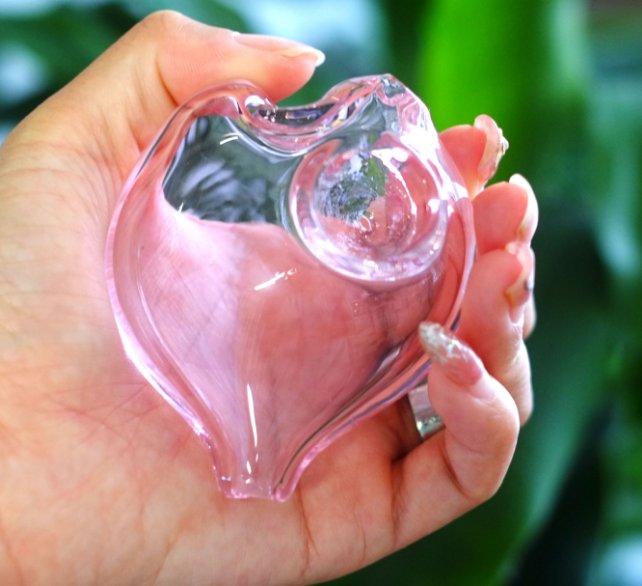 3'' Pink Hearts GLASS Spoon PIPE