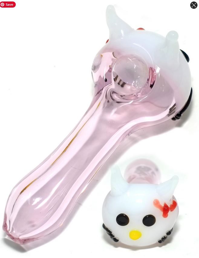 4'' Pink Body Ugly Kitty Glass Hand PIPE