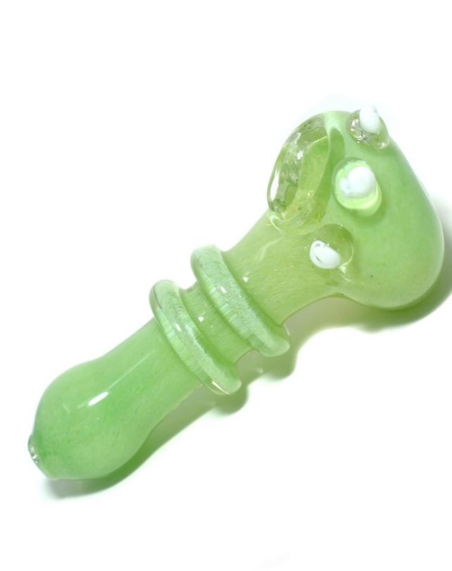 4'' Green Dots Glass SPoon Hand PIPE
