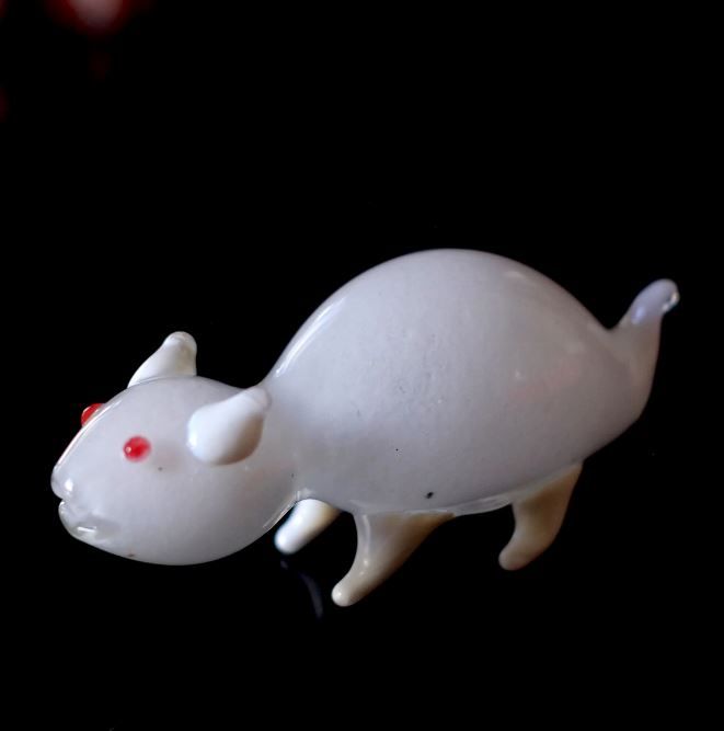 3.5'' Red Eye Rat GLASS Animal Hand PIPE