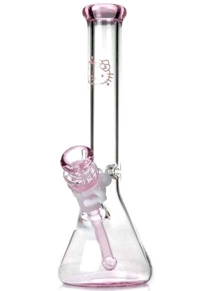 10'' Glass Pink HELLO KITTY Cat Glass Water Pipe