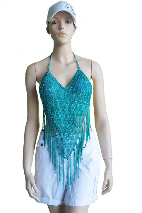 Beaded Hot Top With Triangle Style