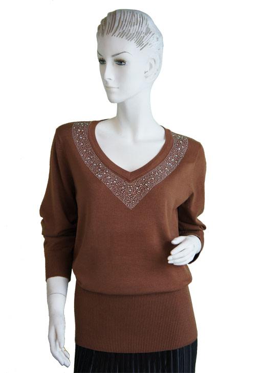 Knit SWEATER Long Sleeve V neck With Sparkle