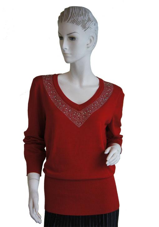 Knit Sweater Long Sleeve V neck With Sparkle