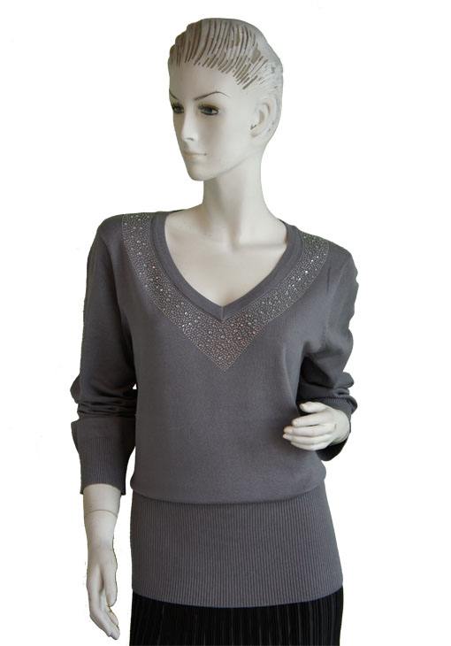 Knit SWEATER Long Sleeve V neck With Sparkle