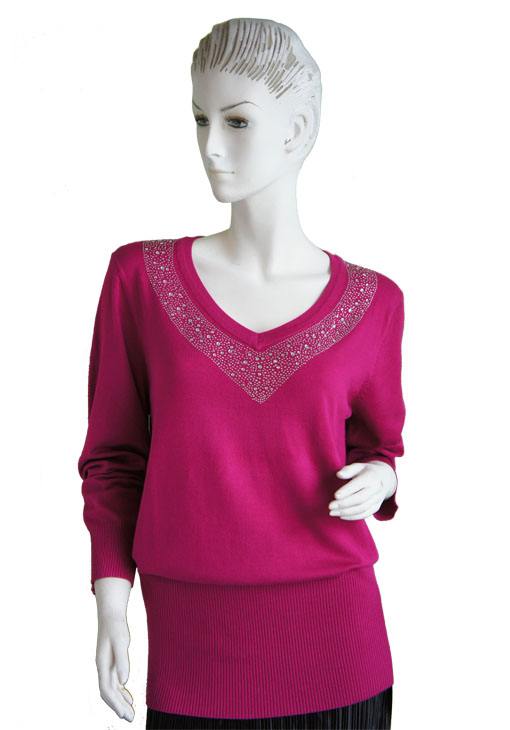 Knit SWEATER Long Sleeve V neck With Sparkle