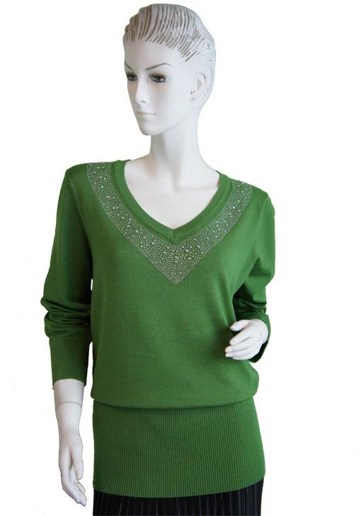 Knit SWEATER Long Sleeve V neck With Sparkle