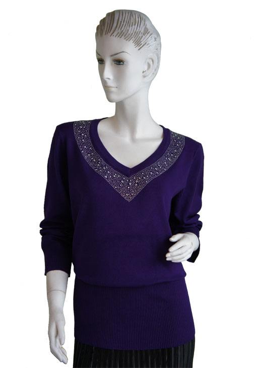 Knit SWEATER Long Sleeve V neck With Sparkle