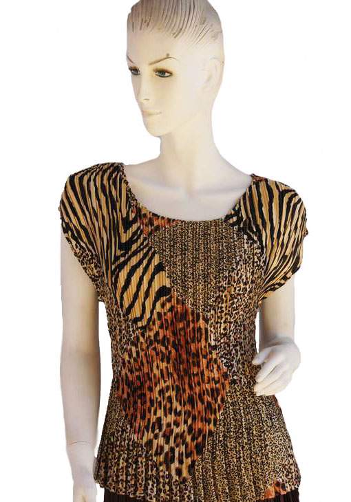 MAGIC Mini Pleat Cap Sleeves Round Neck Short Length