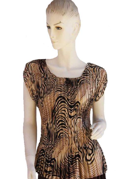 MAGIC Mini Pleat Cap Sleeves Round Neck Short Length