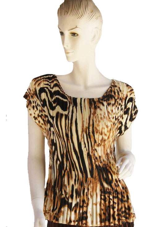 MAGIC Mini Pleat Cap Sleeves Round Neck Short Length