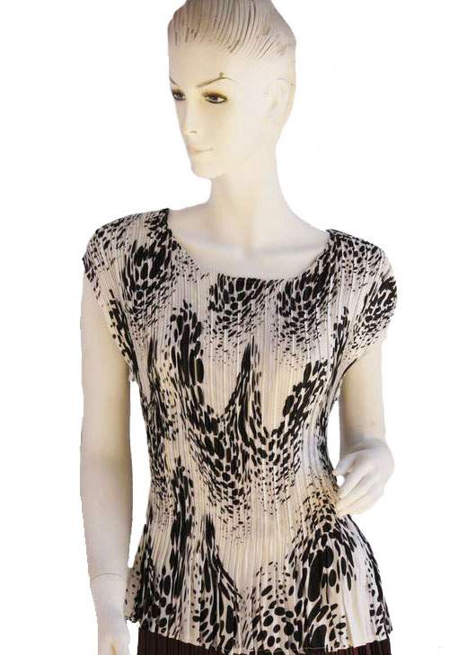MAGIC Mini Pleat Cap Sleeves Round Neck Short Length