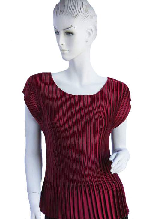 MAGIC Mini Pleat Cap Sleeves Round Neck Short Length