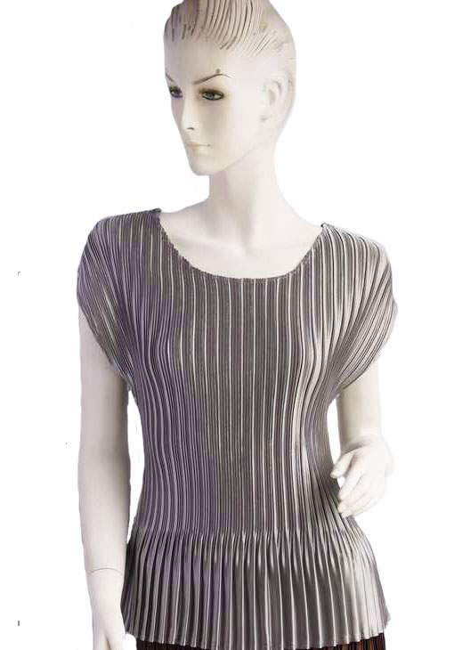 MAGIC Mini Pleat Cap Sleeves Round Neck Short Length