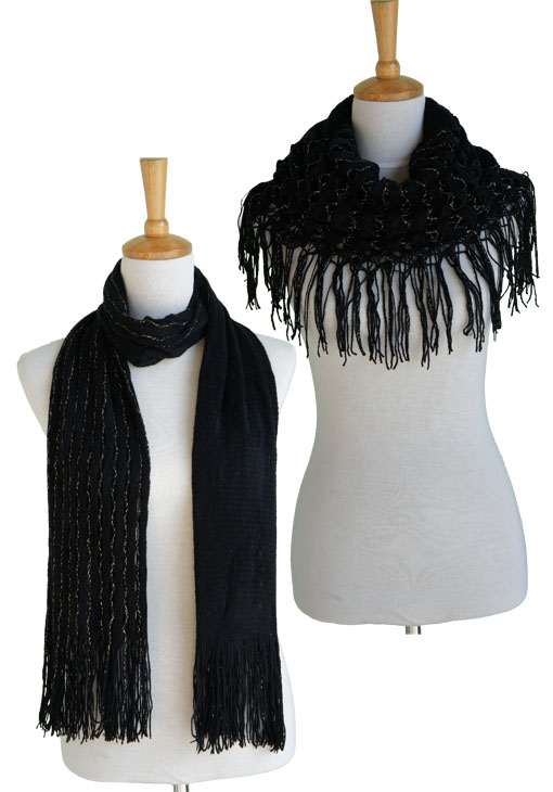 Two Tone Infinity Scarf With GOLD Threads