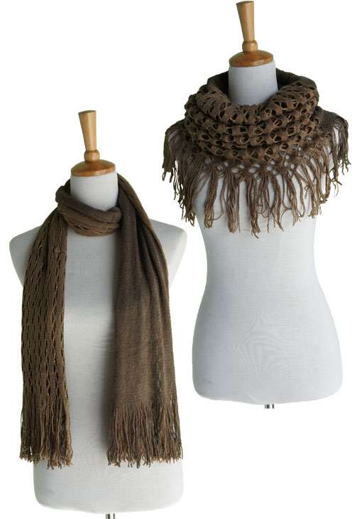 Two Tone Infinity Scarf With GOLD Threads