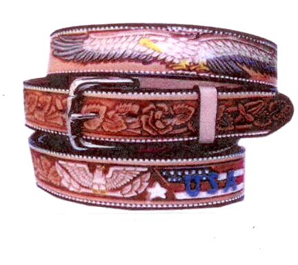 U,S,A,  FLAG +EAGLE BELT. ALL LEATHER ,SIZES:32-44