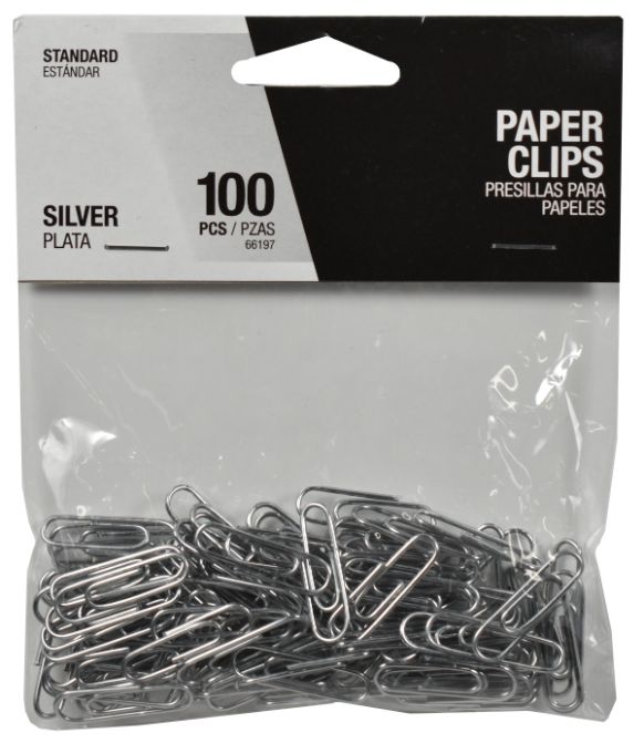 Standard Silver Paper Clips - Pack of 100