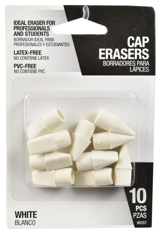 White Cap Erasers - Pack of 10
