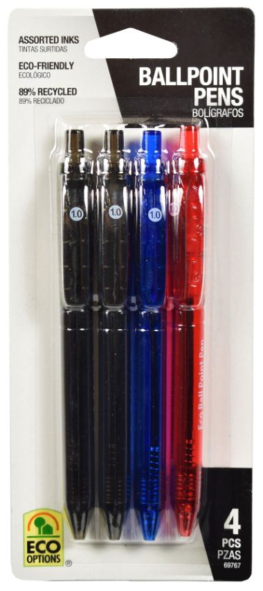 Assorted Color Ballpoint Pens - Pack of 4