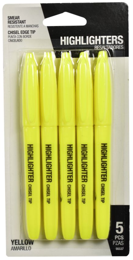 Yellow Highlighters - Pack of 5