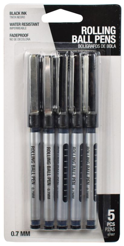 Black Rolling Ball Pens - Pack of 5