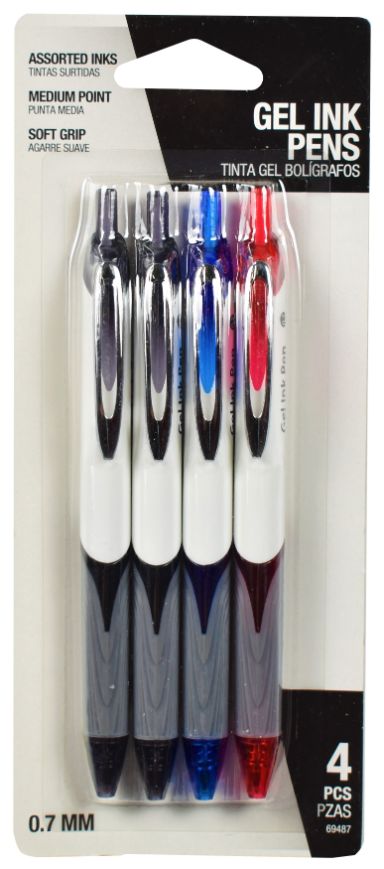 Assorted Color Gel Ink Pens - Pack of 4