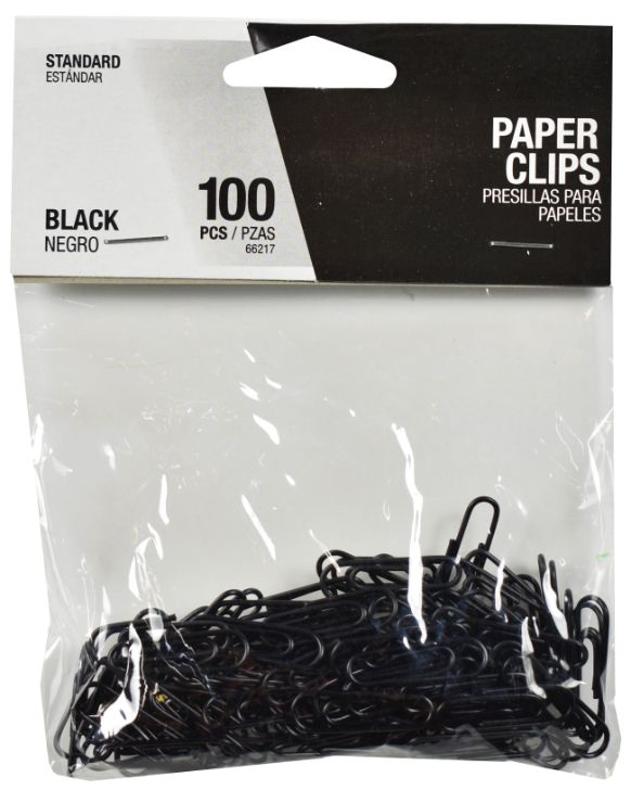 Standard Black Paper Clips - Pack of 100